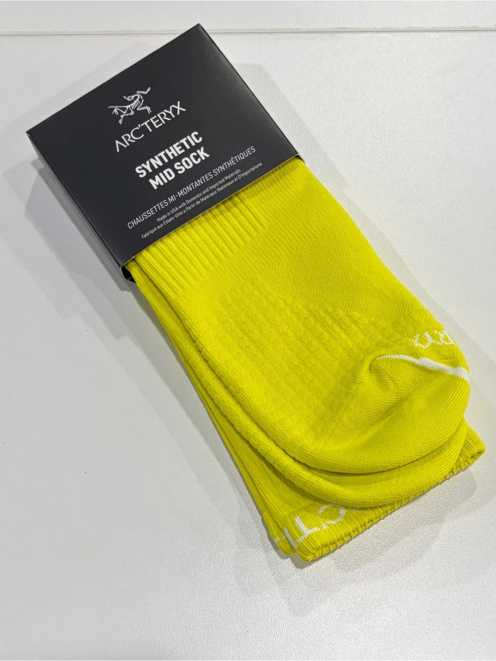 Arc’teryx Men's Large Synthetic Mid Crew Sock Adult Women's Euporia Yellow NWT